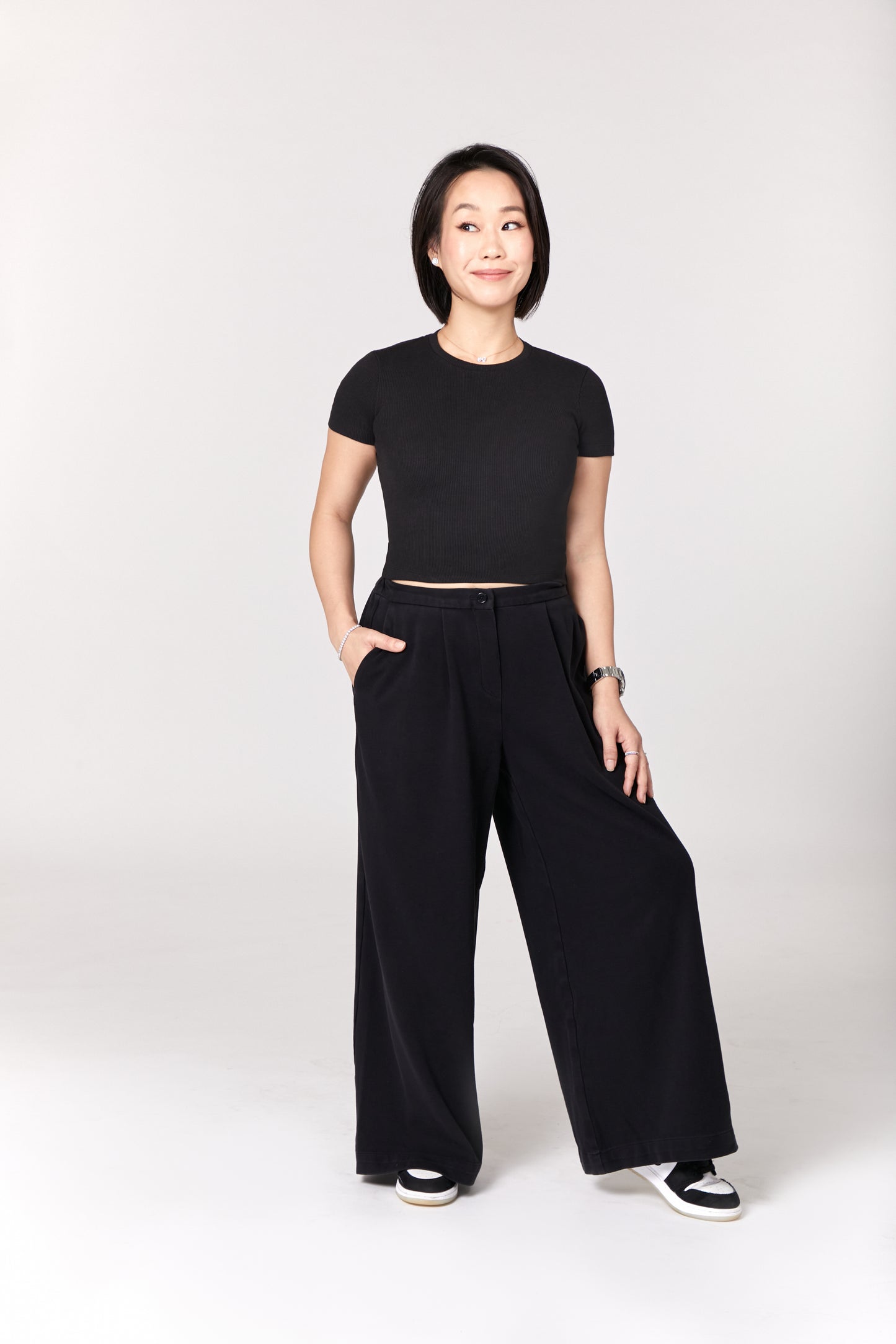 Crew Neck Fitted Cotton Rib Crop Top
