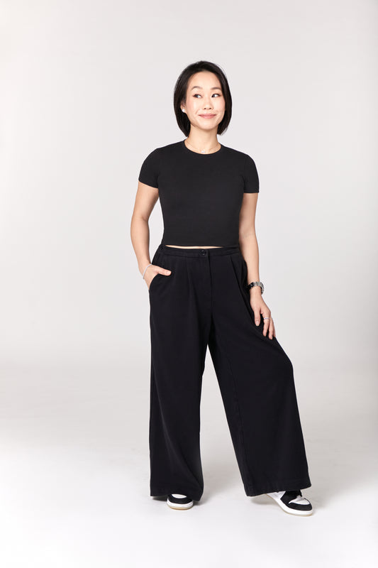 Crew Neck Fitted Cotton Rib Crop Top