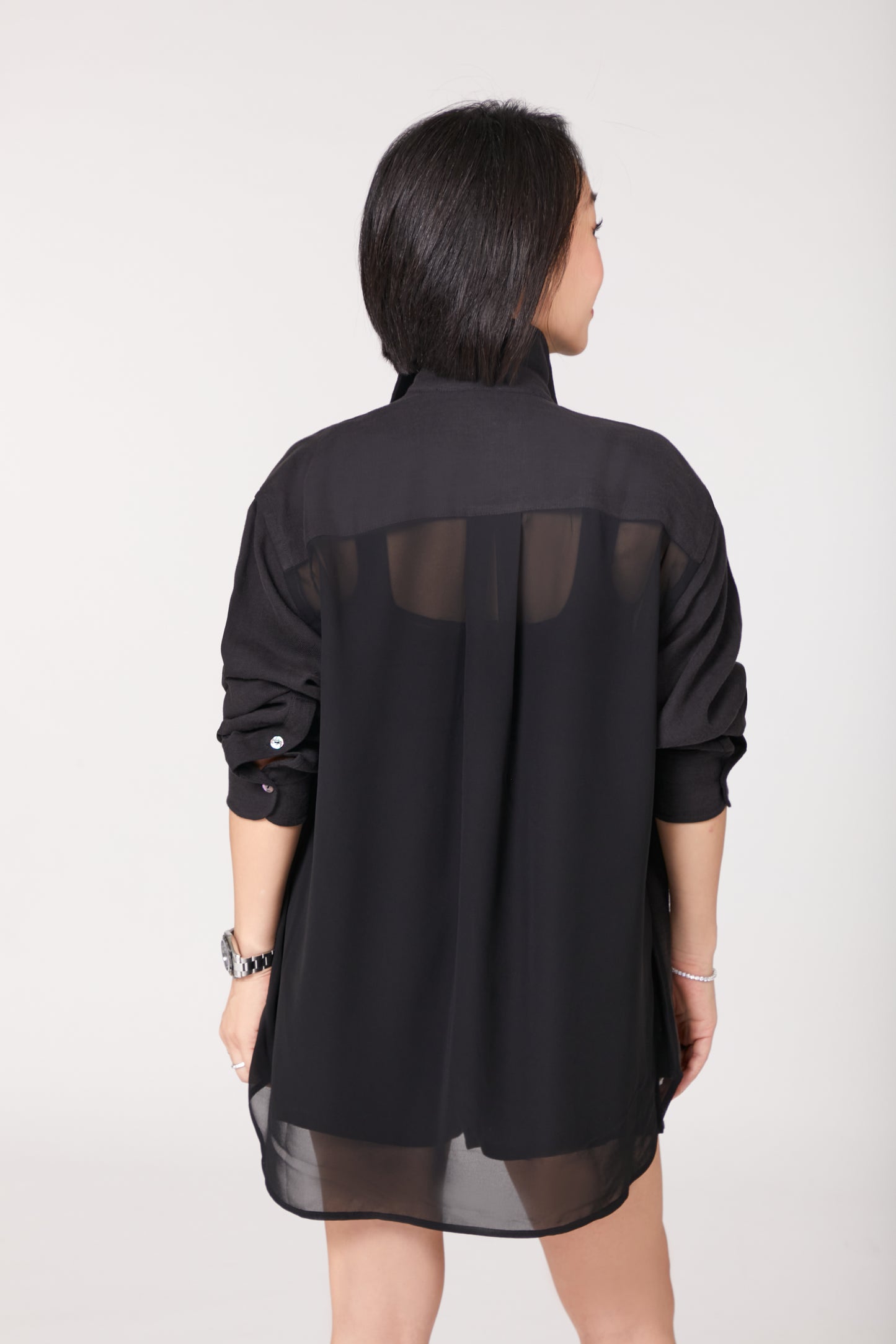 Linen Shirt with Chiffon Back