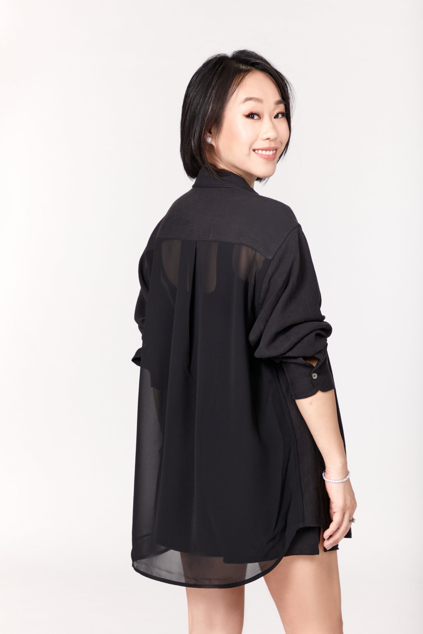 Linen Shirt with Chiffon Back