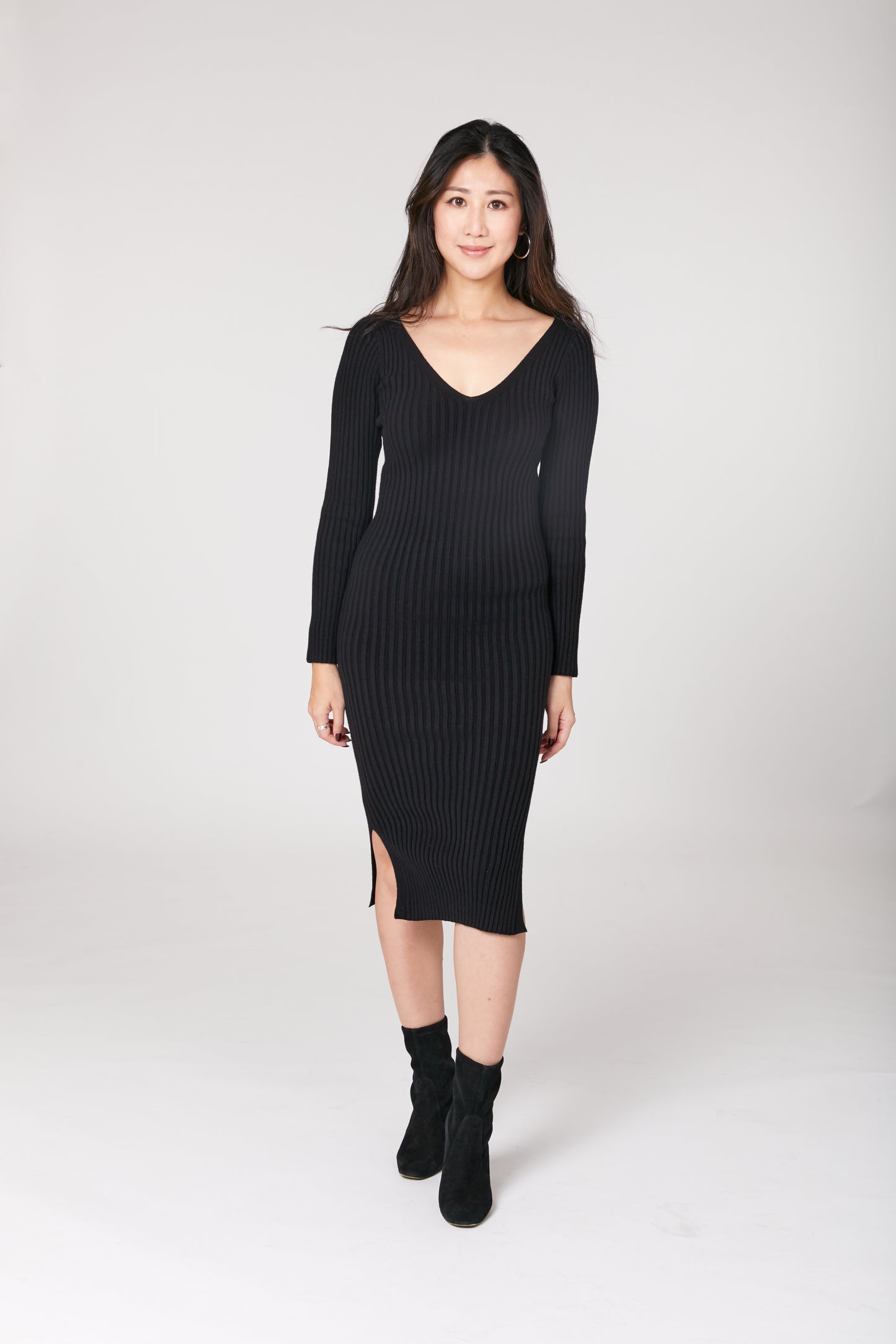 Knitted 4x4 Rib Long Sleeve LBD