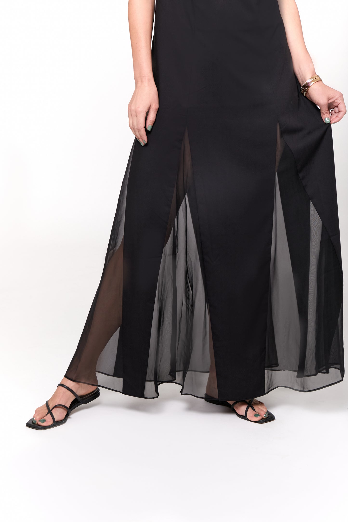 High Neck, Cross Back, Peek-a-boo Legs, Maxi Dress