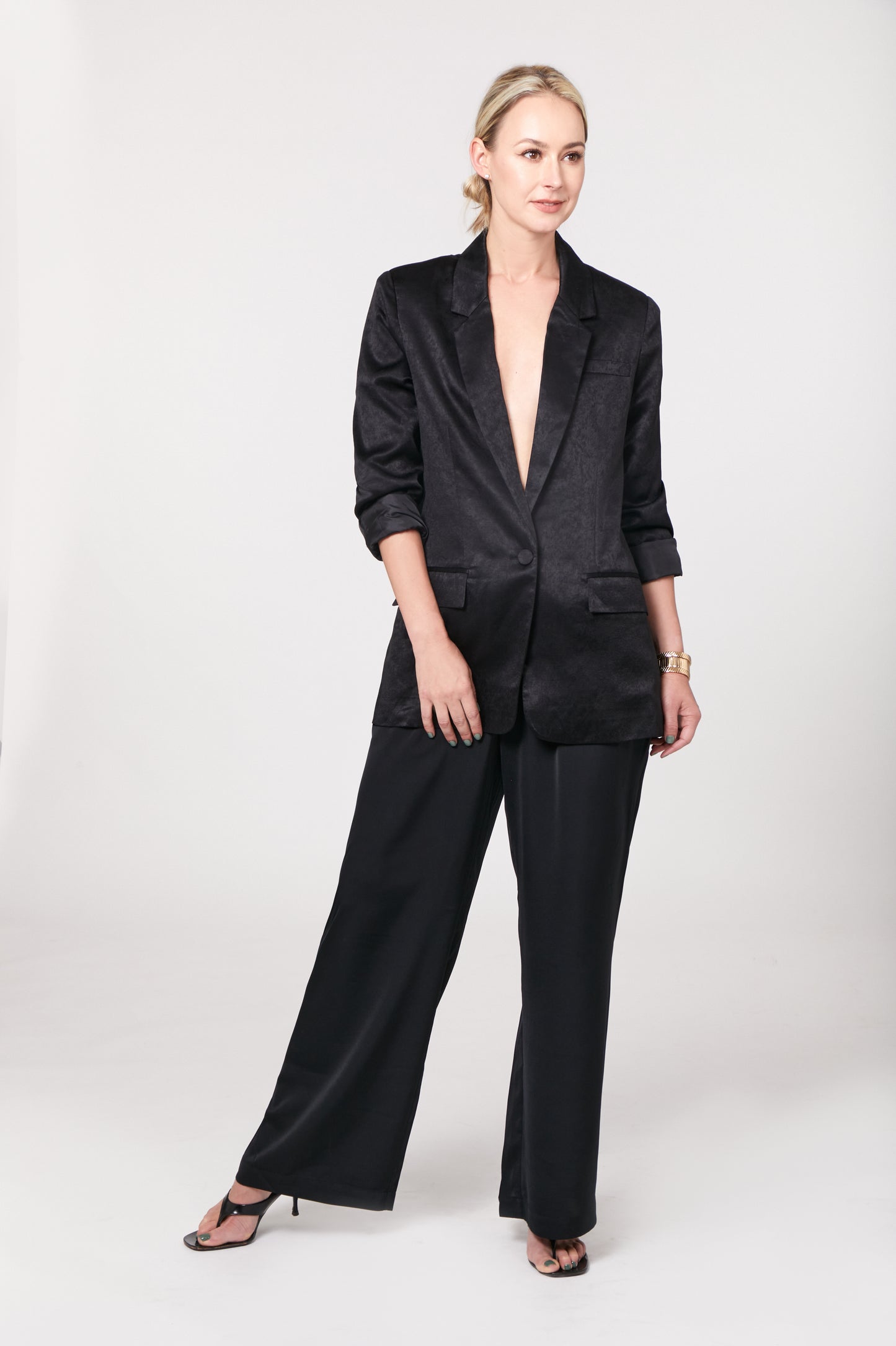 Structured Soft Jacquard Tuxedo Blazer