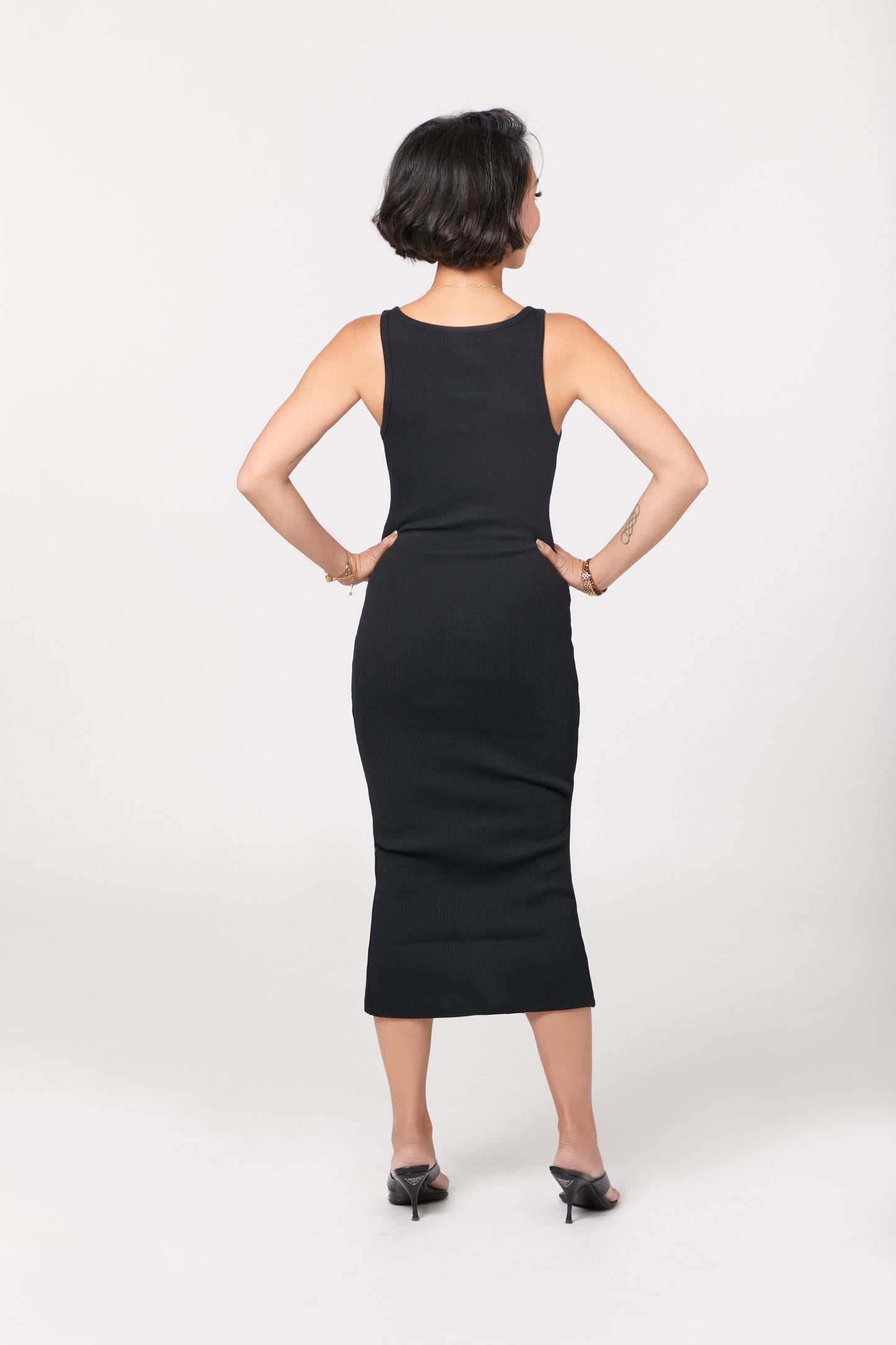 Button Down Cotton Ribbed Dress
