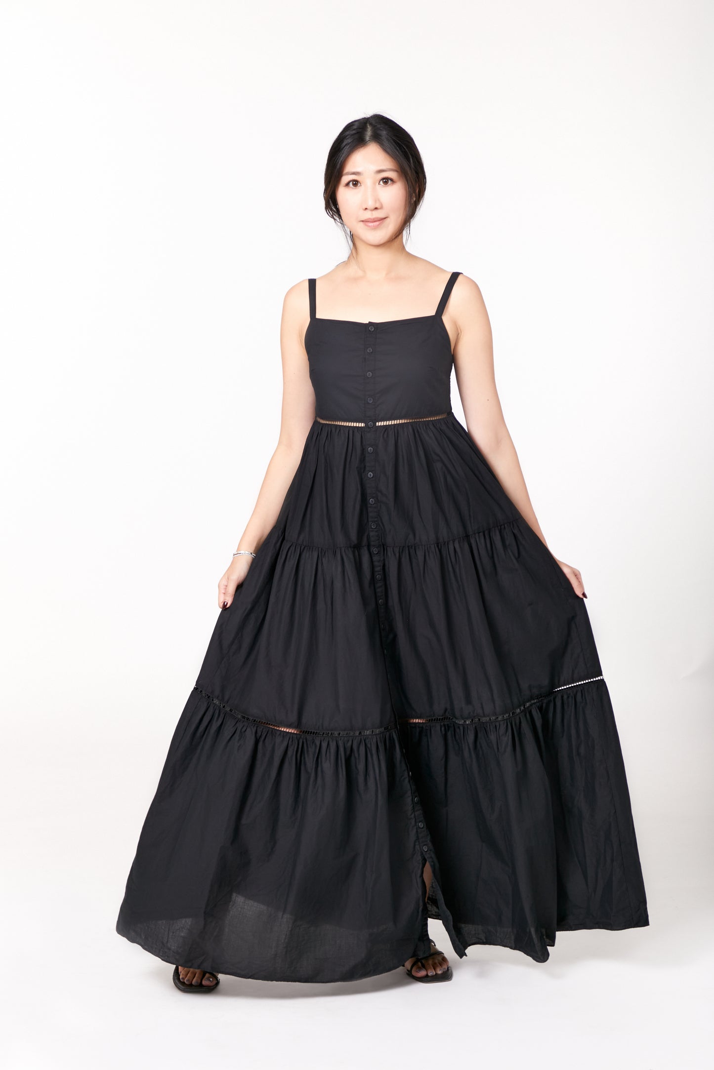 Button Down 3-tier Tea Dress