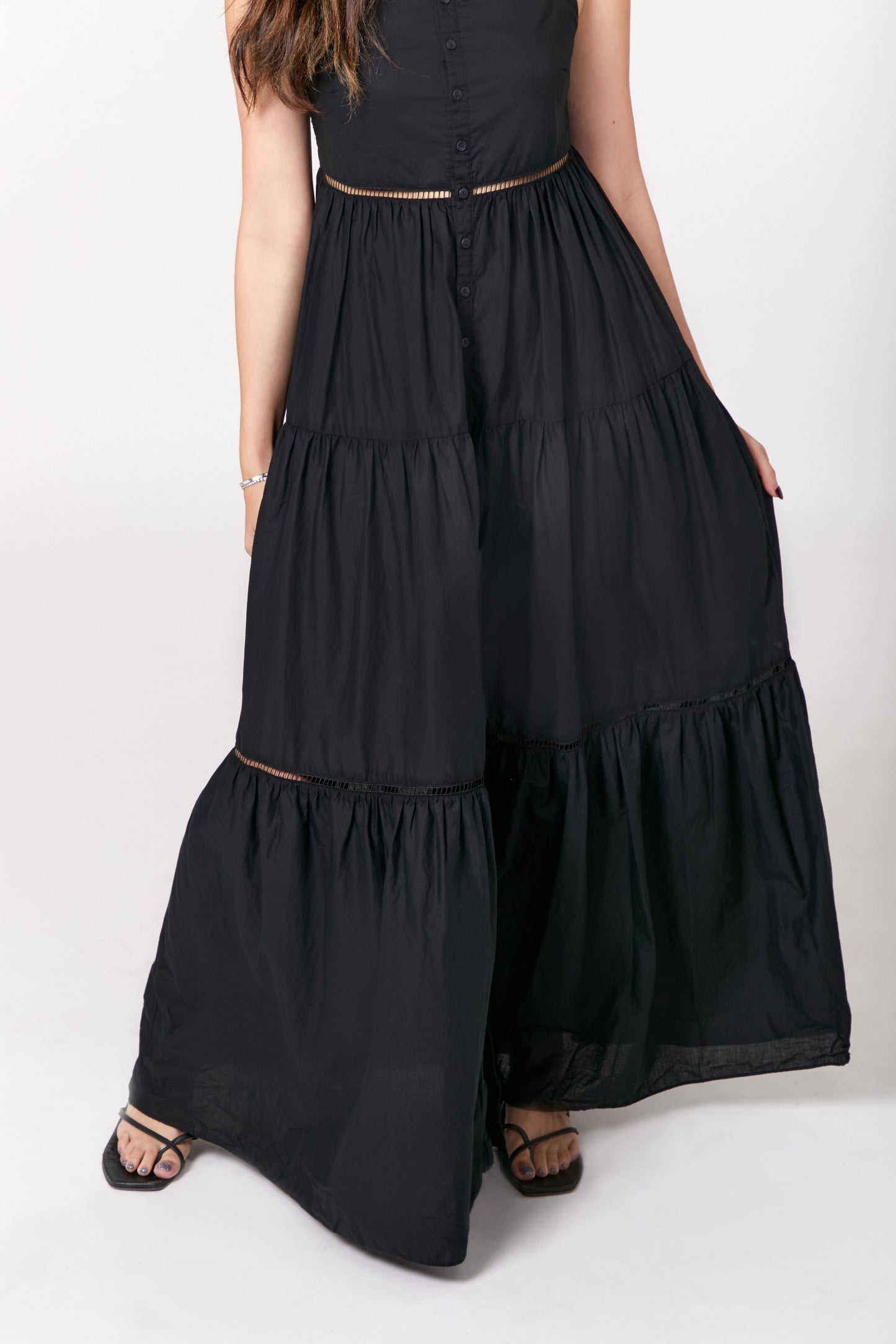 Button Down 3-tier Tea Dress